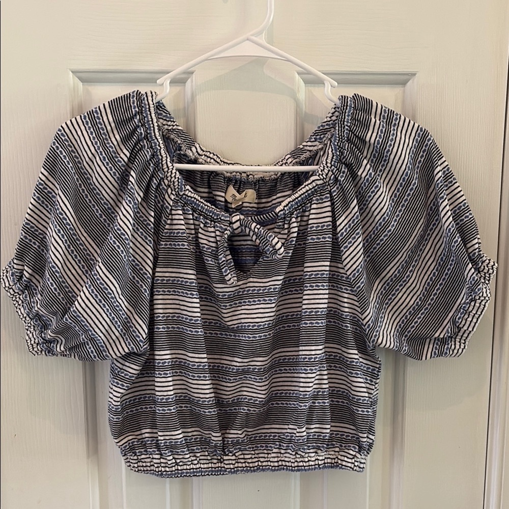 Madewell Navy and White Striped Crop Top, XS